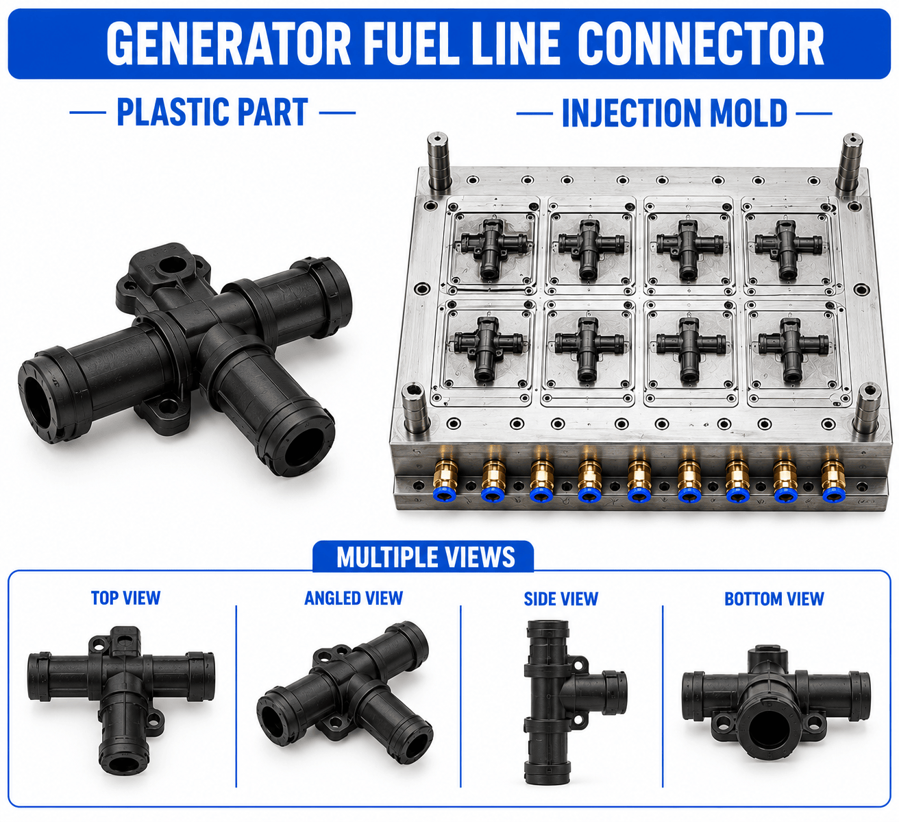 Generator Plastic Fuel Line Connector Mould and Moulding Service